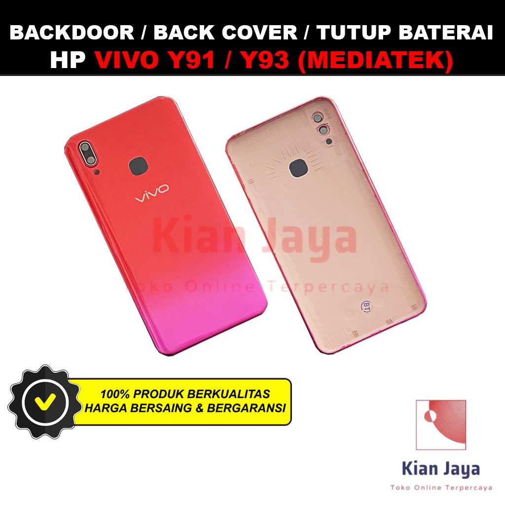 Backdoor Vivo Y91 Y93 Mediatek Back Cover Tutup Belakang Baterai Cassing Casing Backcase Original