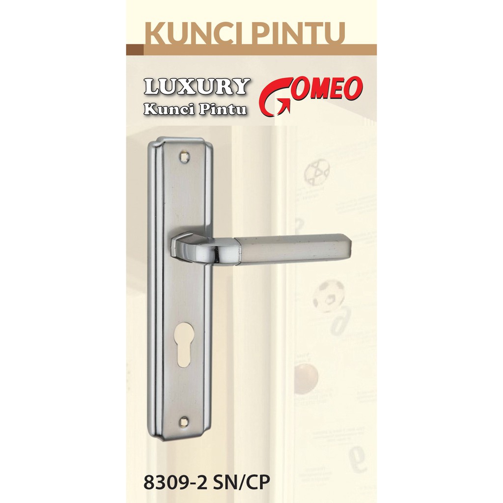 ECERAN Kunci Pintu  Tanggung Gomeo  8309 2 warna Silver 