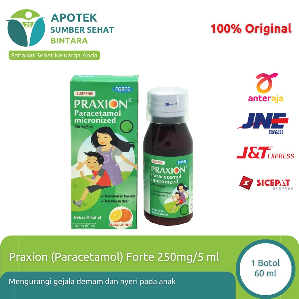 [GRATIS ONGKIR] Praxion Sirup Demam/Nyeri Anak Paracetamol 120 mg/250 mg 60 ml