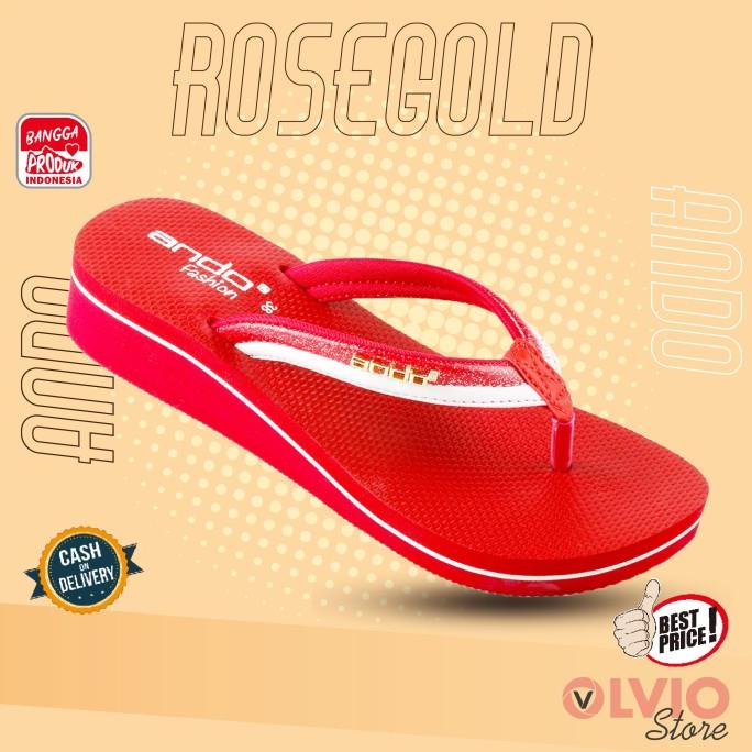 Ando ROSEGOLD - Sandal Fashion Wedges Wanita Dewasa Ando Original GRATIS