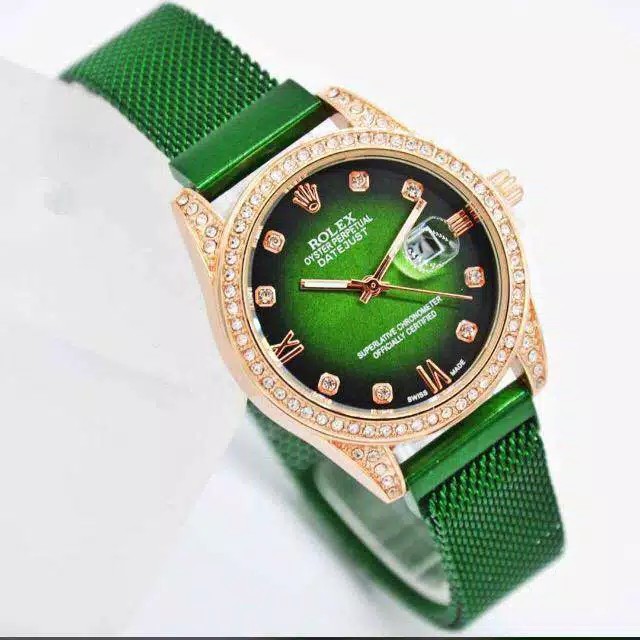 [✔COD] JAM TANGAN MAGNET PASIR TGL AKTIF // JAM TANGAN WANITA MURAH BATAM-Hijau