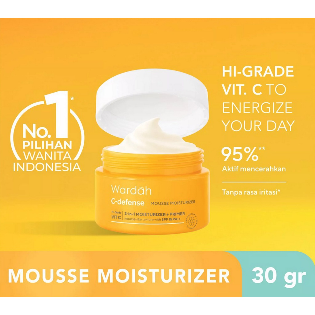 WARDAH C DEFENSE MOUSSE MOISTURIZER | CREAM WAJAH SPF 15 PA++ | 30 GR