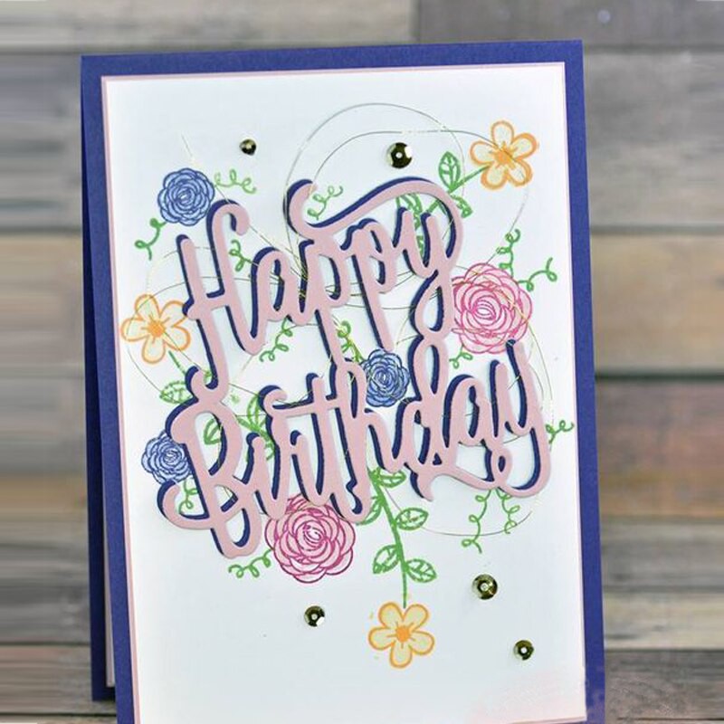 

Free Ongkir Happy Birthday English Words Cutting Dies for DIY Scrapbook Handmake Letter Template