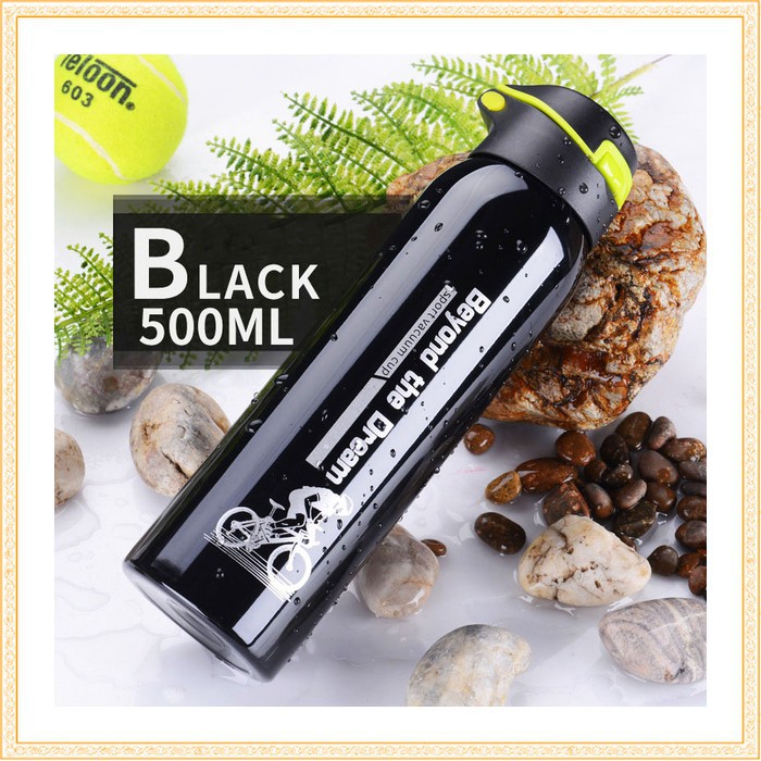 BTD Botol Minum Sepeda Thermos Bicycle Kettle Drink Bottle Stainless Steel 500ml A1A096 Black Grab