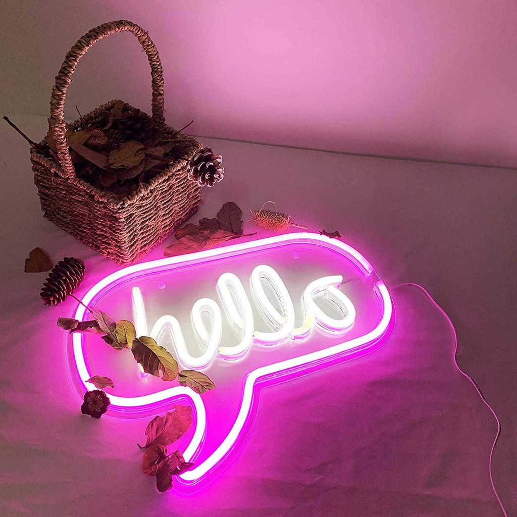 Lampu Neon Led Lampu Neon Flex Lampu Hias Neon Sign Kamar Aesthetic Bentuk Hello Untuk Dekorasi