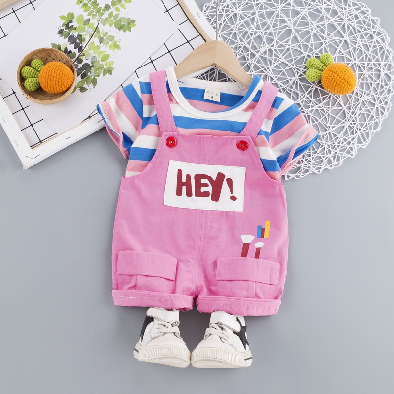 babyfit PROMO HEY BABE overall anak katun oblong setelan anak cowok cewek import