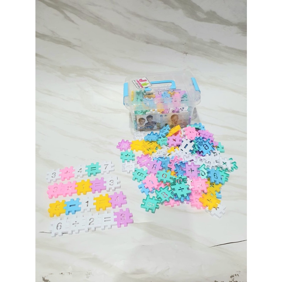 Mainan Edukasi  Anak Block Susun Kotak Angka Puzzle Block Matematika Berhitung Box  isi 160 pcs