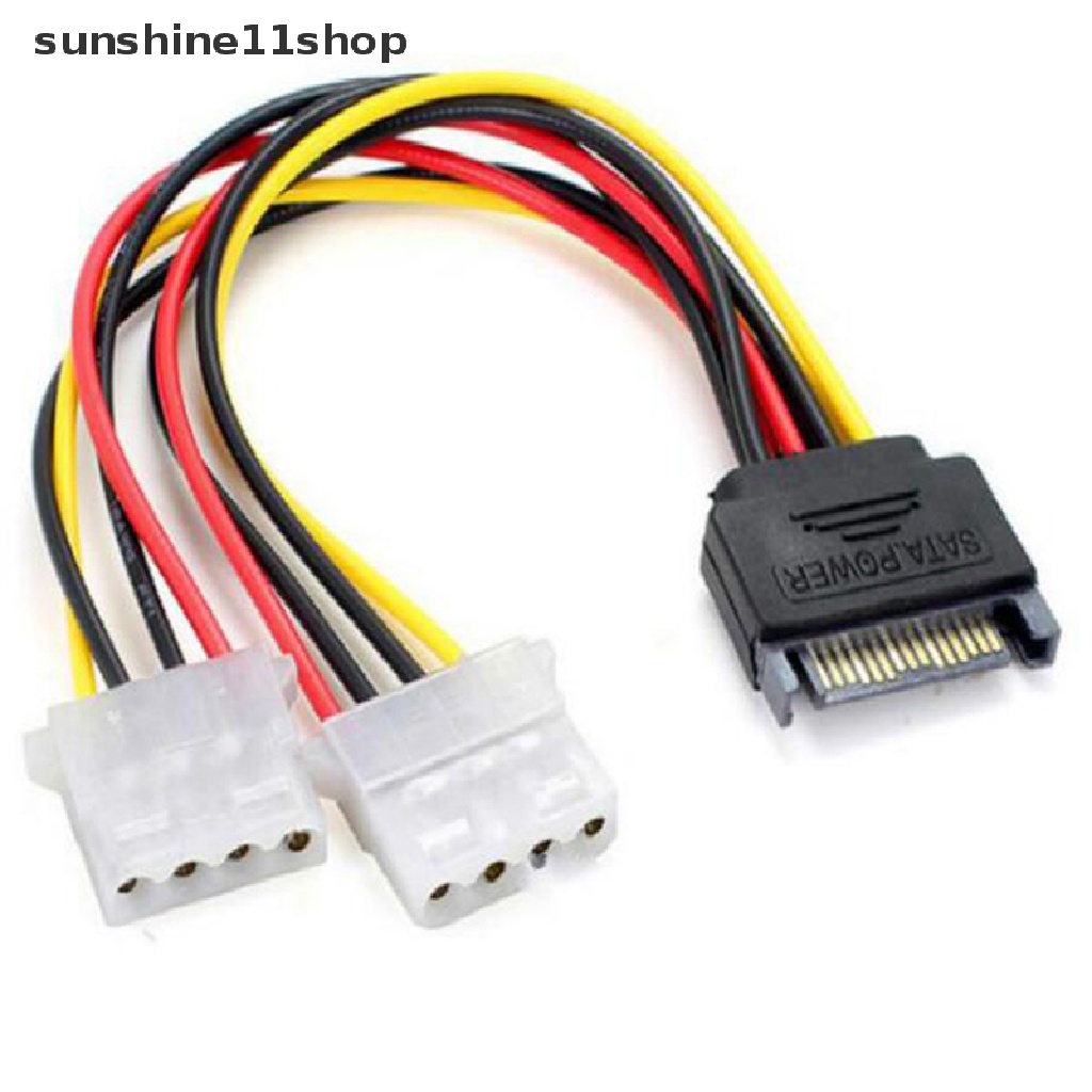 Sho Kabel power 15Pin SATA male Ke double 4 pin molex female ide hdd Untuk Hard Drive