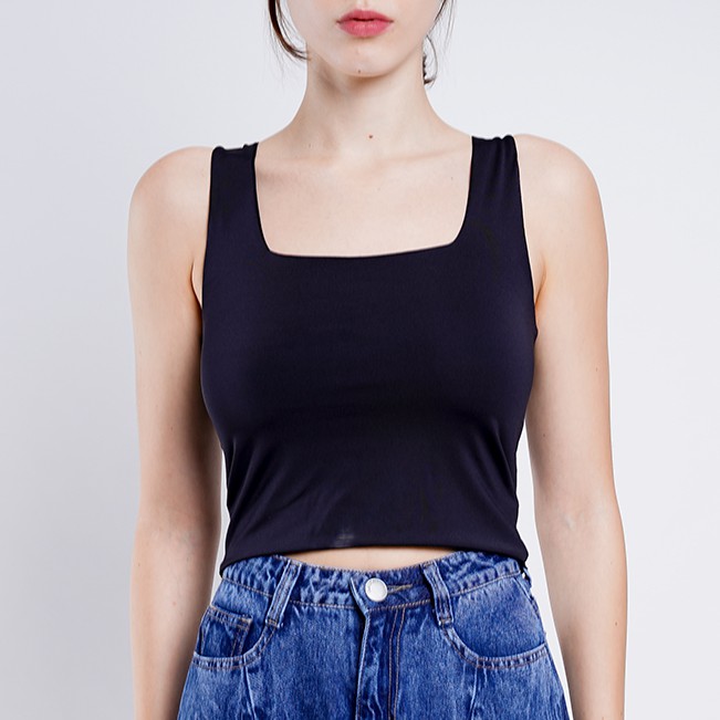ADA - Tank Top Janice Basic Square Stretch Comfy-Black