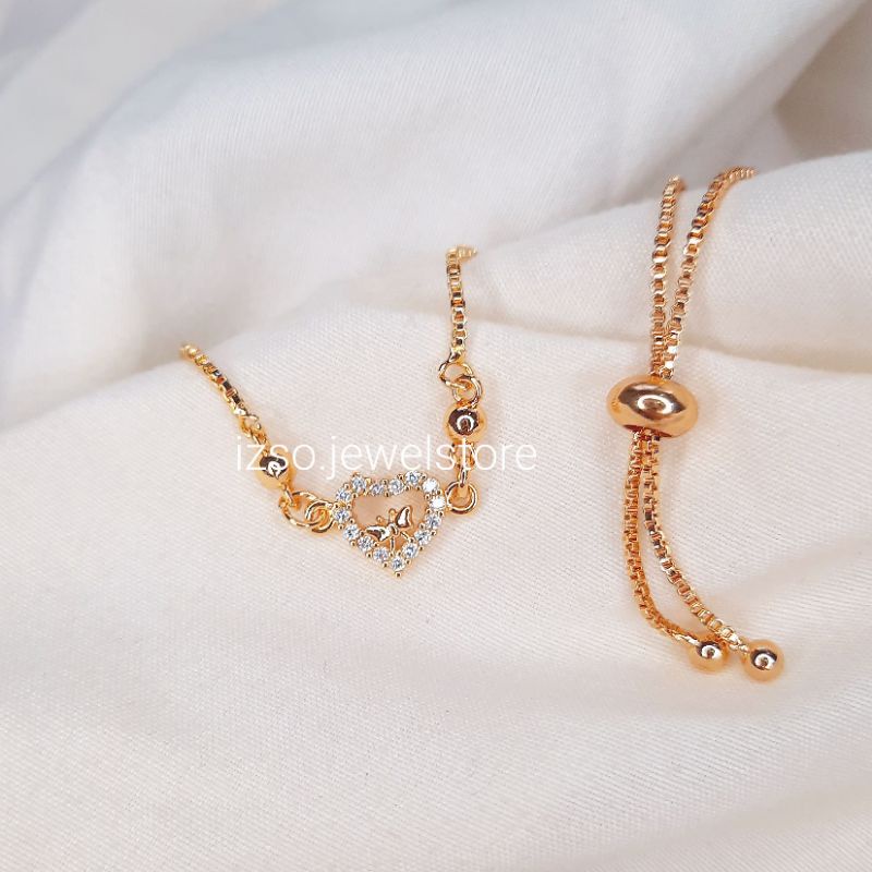 IZSO Gelang Naaya Gelang Serut Dewasa Anti Karat Xuping Cubic Zirconia Crystal Lapis Emas 18k