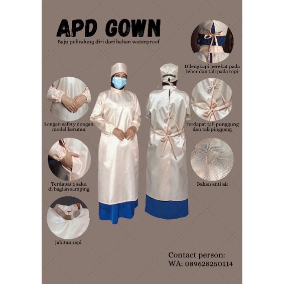 apd medis gown apd alat pelindung diri baju gown apd medis bahan waterproof baju tindakan gown medis