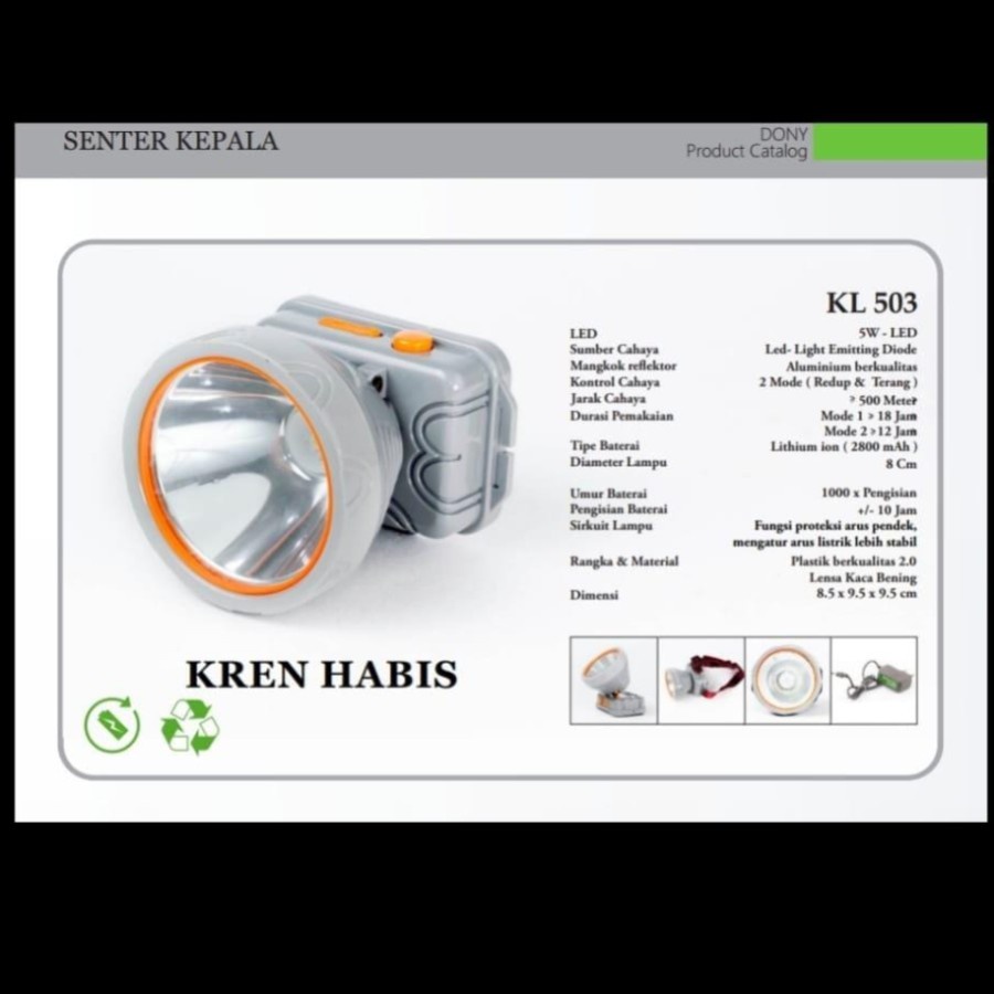 Senter kepala DONY cas DN-503