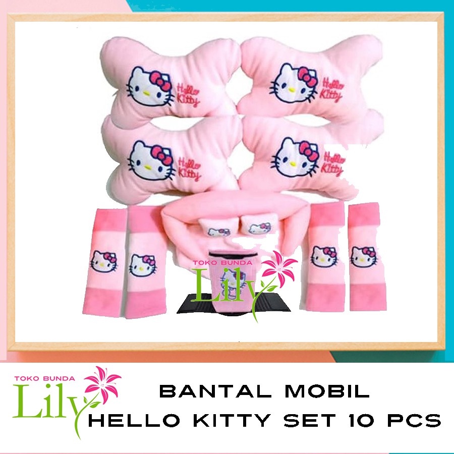 BANTAL MOBIL KARTUN HELLO KITY SET 10 PCS