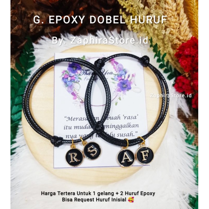 ZaphiraStore [A-Z] GELANG INISIAL EPOXY DOBEL HURUF / 1 GELANG 2 HURUF / GELANG EPOXY TALI KOREA