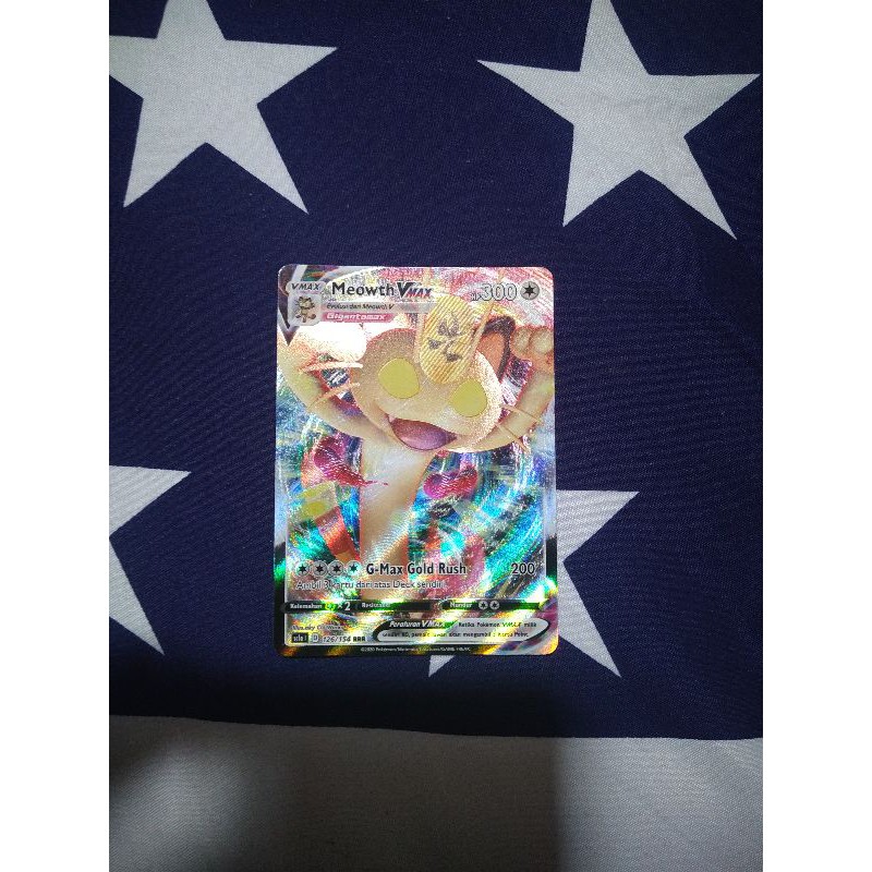 kartu pokemon bahasa Indonesia meowth V max RRR