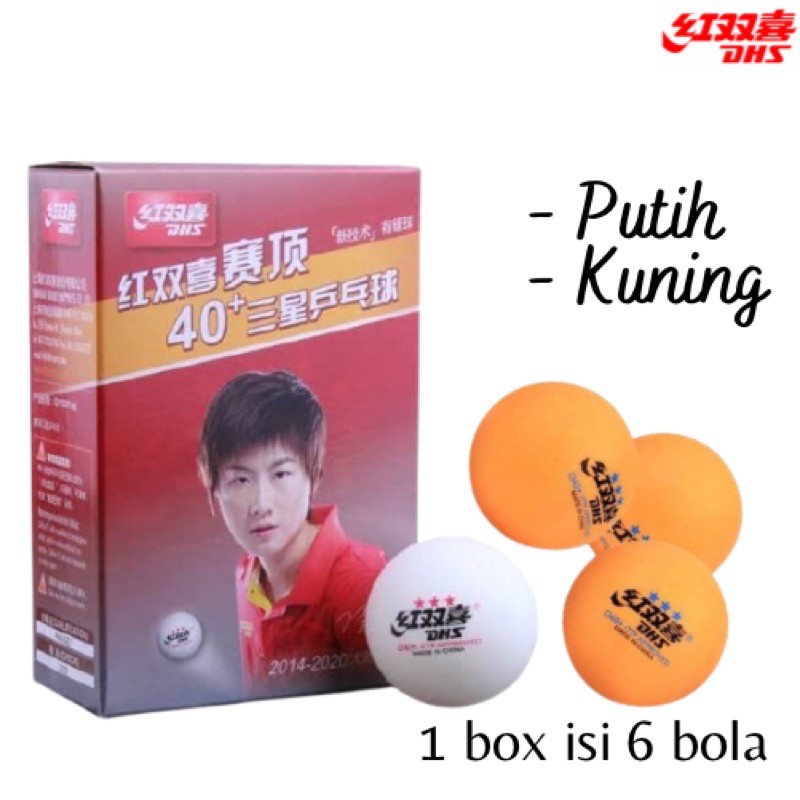 Bola PingPong Bola Ping Pong DHS Putih dan Kuning Isi 6 DHS Murah Bola Tenis Meja Murah