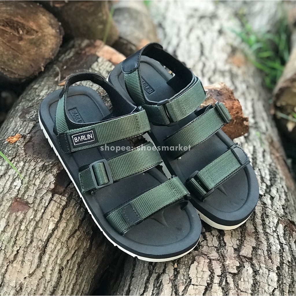 BISA BAYAR DITEMPAT (COD) SANDAL GUNUNG PRIA BLACK  HIJAU ARMY CASUAL SENDAL ORIGINAL BARLIN