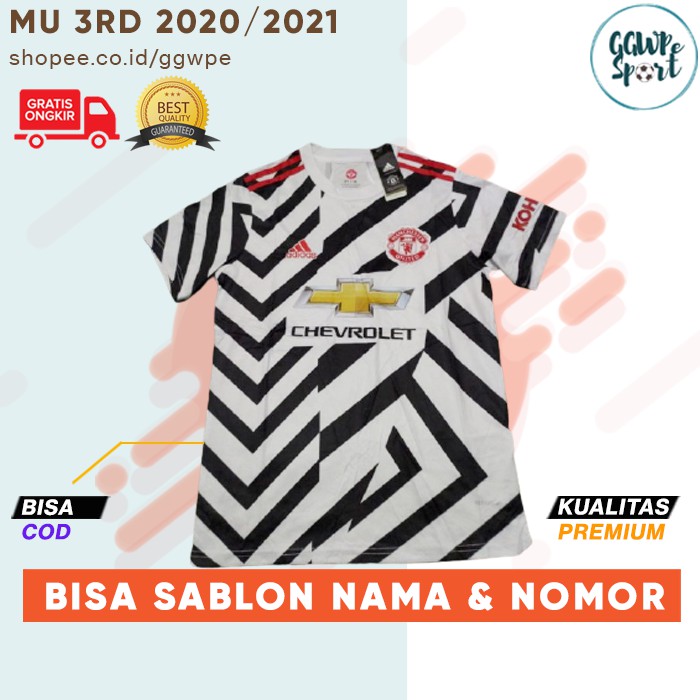 JERSEY MEN.U 3RD 2020 2021 HITAM PUTIH TERBARU PREMIUM KUALITAS JAMINAN TERBAIK