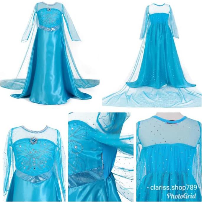 Baju Elsa Frozen Anak / Baju Elsa Frozen Biru Glamour Princess CG23