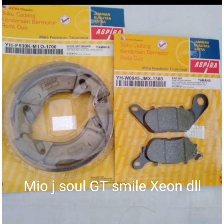 paket kampas rem asli Aspira depan+belakang semua yamaha Mio j smile soul Xeon fino 100% original