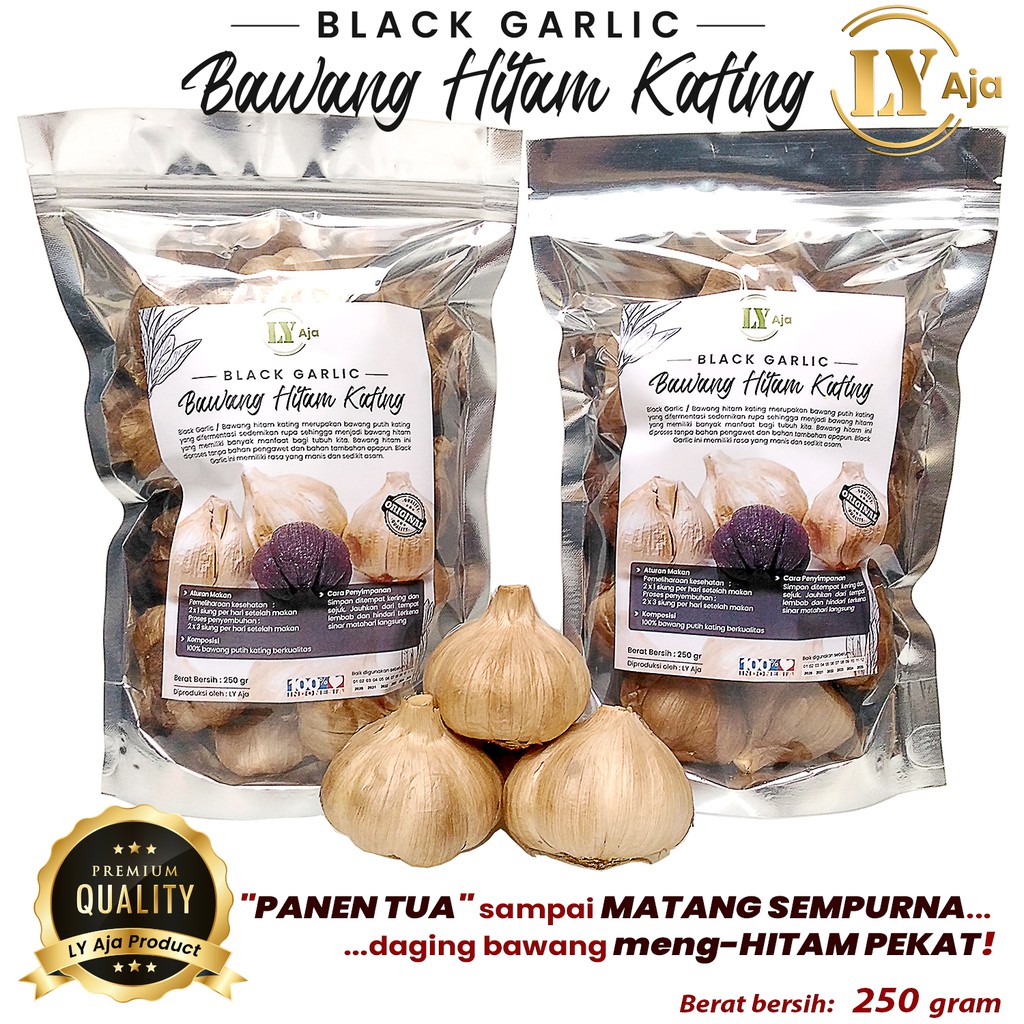 Bawang Hitam Kating 250 Gram Black Garlic Sweet Bulbs LY Aja 250 Gr Ekonomis