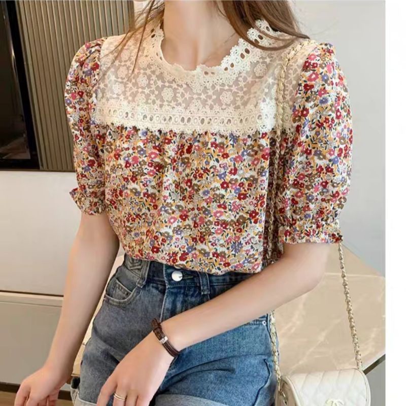 MDLV ~  2477# Ottavia Floral Top Atasan Blouse Korea Import