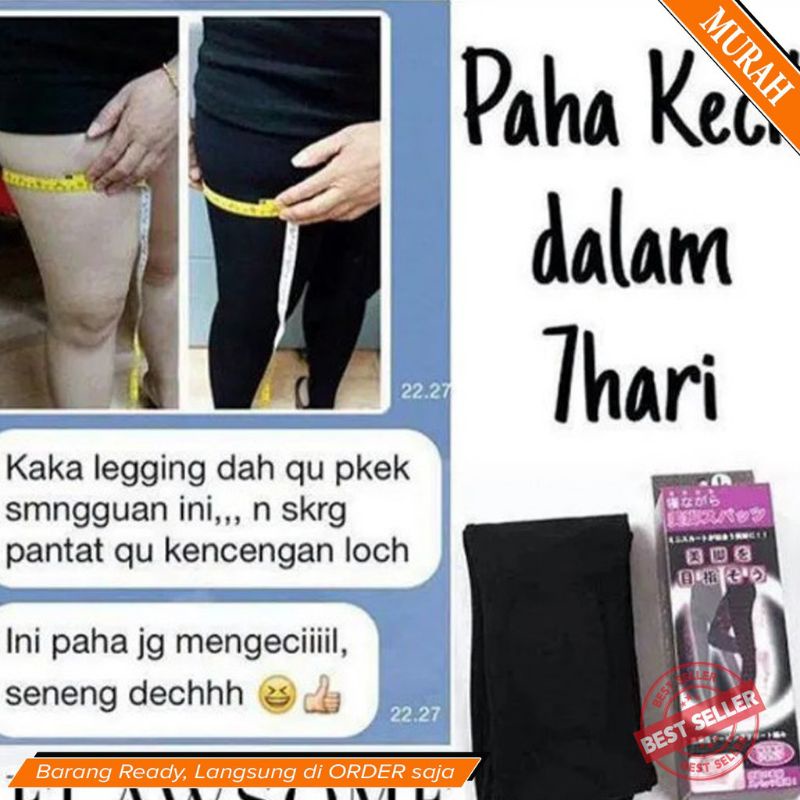 Legging Pengecil Paha Membakar Lemak Paha dan Betis | Slimming Night Legging Bahan tebal Black Only