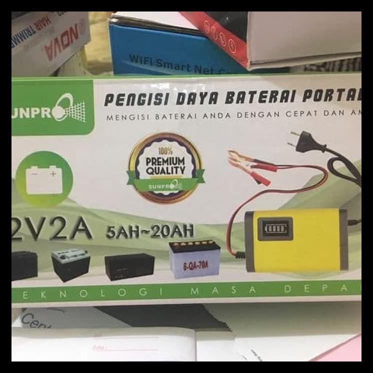 Charger Aki Cas Pengisi Daya Baterai Portable 12V 2A Sunpro 5H - 20Ah
