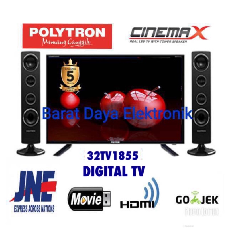 TV LED POLYTRON Digital Polytron 32 inch PLD32TV1855 + SPEAKER TOWER LED Polytron DIGITAL USB Movie