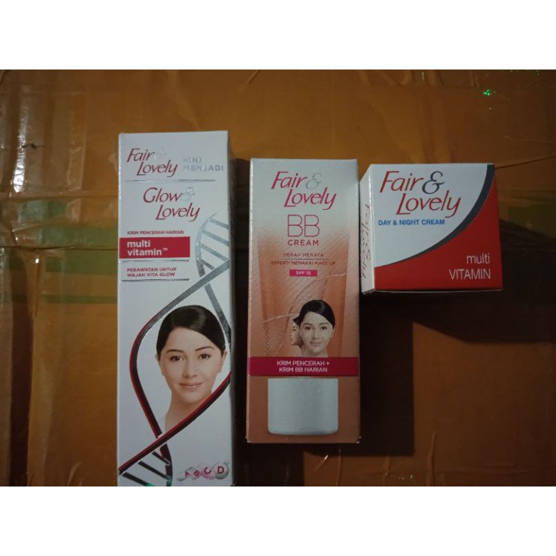 paket 3in1 fair and lovely pelembab-crean siang malam-bb cream