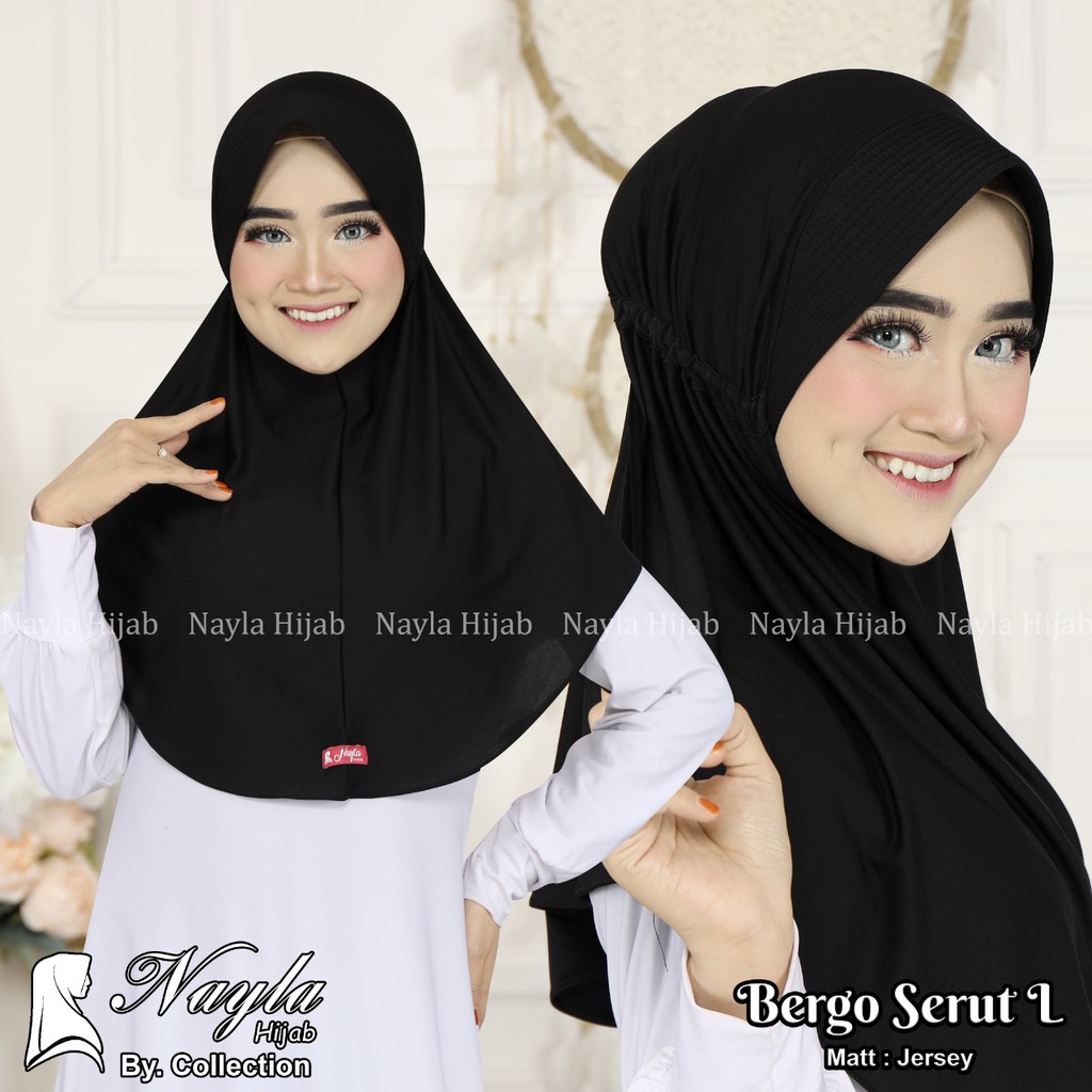 Jilbab Instan Bergo Serut M,L,XL Kerudung Instan Bergo Serut Original Nayla Hijab Bergo Serut Nayla Hija'b