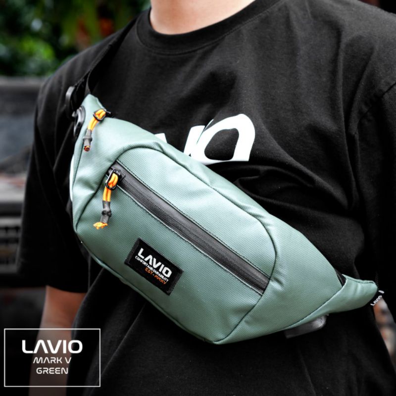 Lavio Mark V Tas Selempang Pria Waist Bag Original Waterproof Dilengkapi Colokan Headset Port USB