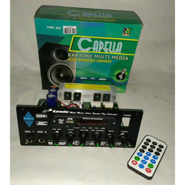 Kit aktif speaker stereo karaoke usb mp3 player echo subwoofer
