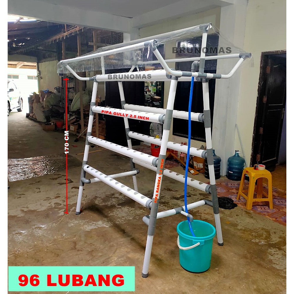 PAKET INSTALASI DFT PIRAMIDA + ATAP - PIPA HIDROPONIK 2.5 INC 96 LUBANG