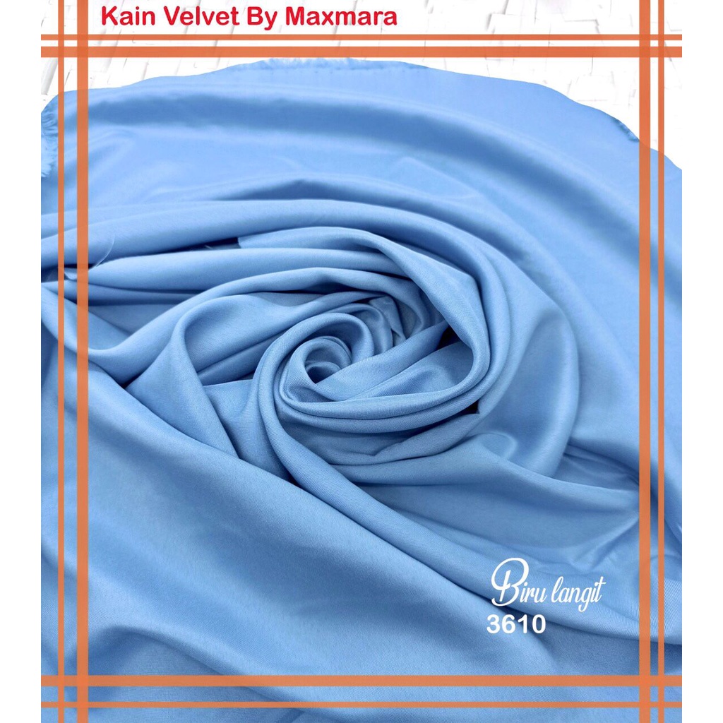 Bahan Multi Kain Satin saten Velvet maxmara Polos bridesmaid Meteran Super A Grade-3610 biru langit