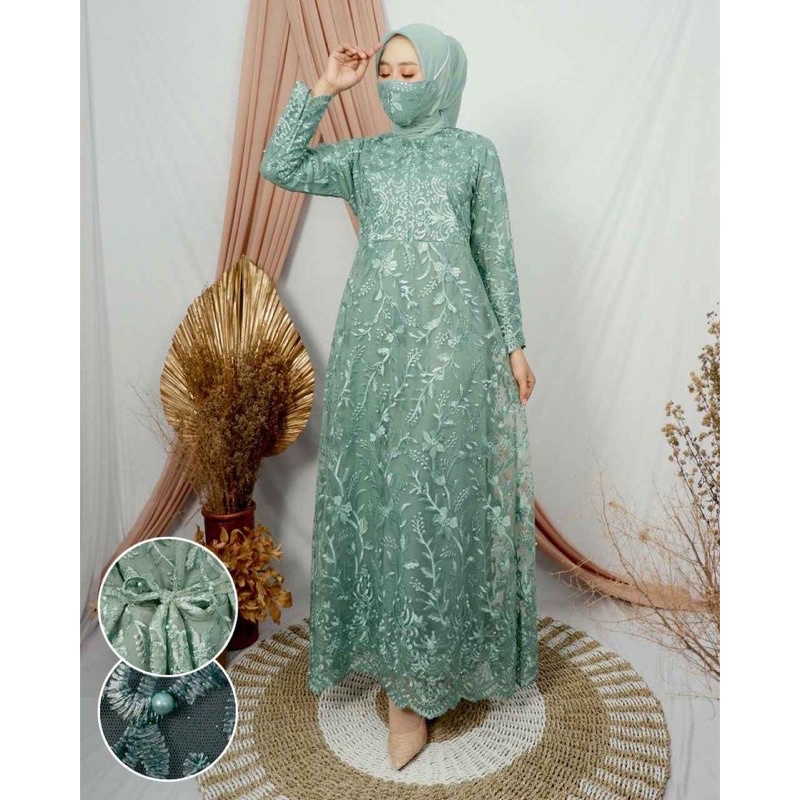 gamis brokat Arimbi / gamis modern / gamis terbaru / gamis brokat / gamis kondangan / gamis mewah
