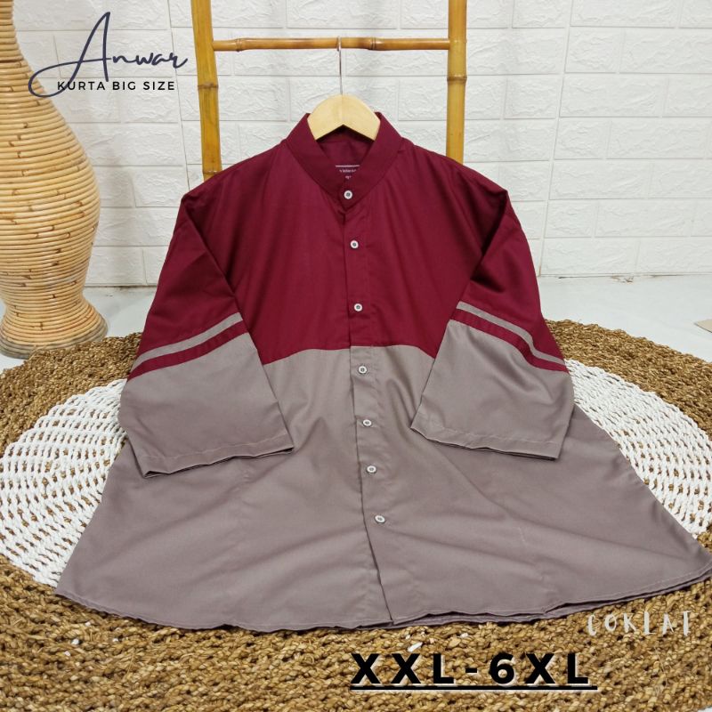 Baju Koko Big Size 3XL 4XL 5XL 6XL Lengan panjang 3/4 Baju Koko Jumbo Terbaru