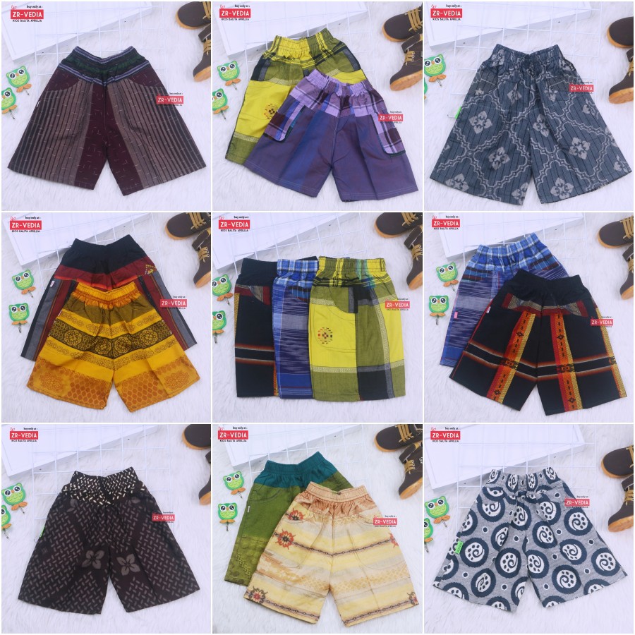 Celana Hawai Square Uk. 5-6 Tahun / Celana Harian Kolor Anak Laki Pants Kids Pendek Motif Murah Adem