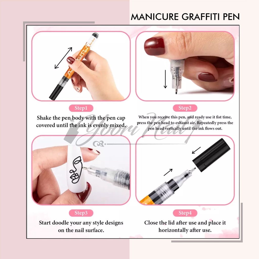 Grafitti pen acrylic paint gel nail art pen lukis nailart dekorasi