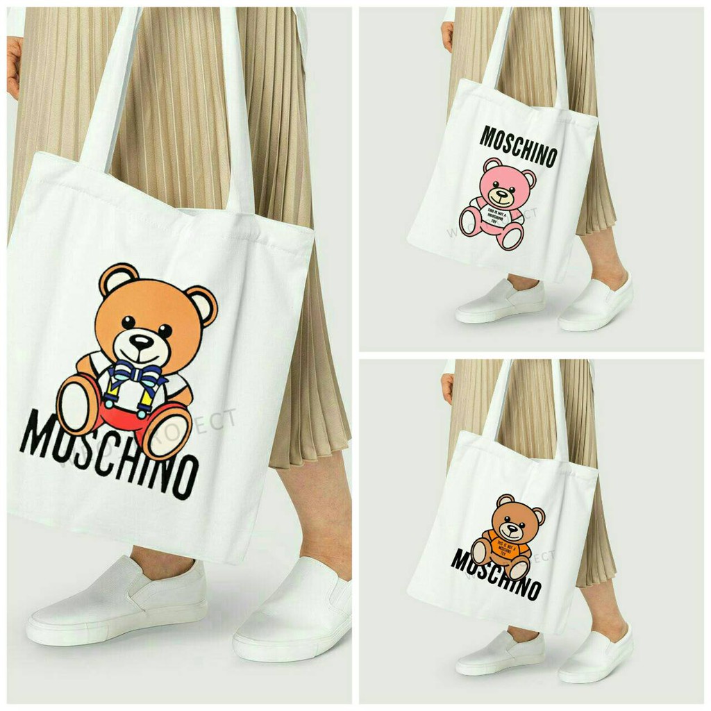 TOTE BAG KANVAS MURAH / TOTE BAG WANITA / TOTE BAG MOTIF MOSCHINO