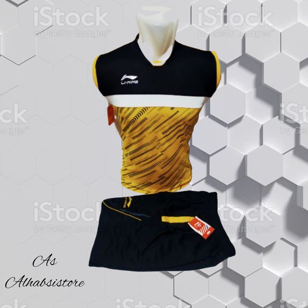 Kaos sing Li-Ning baju olahraga badminton, Jersey bola volley dewasa