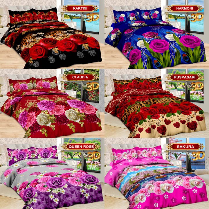 RC Bonita Sprei Bonita Dispers Ukuran 180x200 / 120x200 Minimalis Bunga Harmoni Tulip pink Marissa Red rose Marissa Paris Venetta Juwita Rosabella