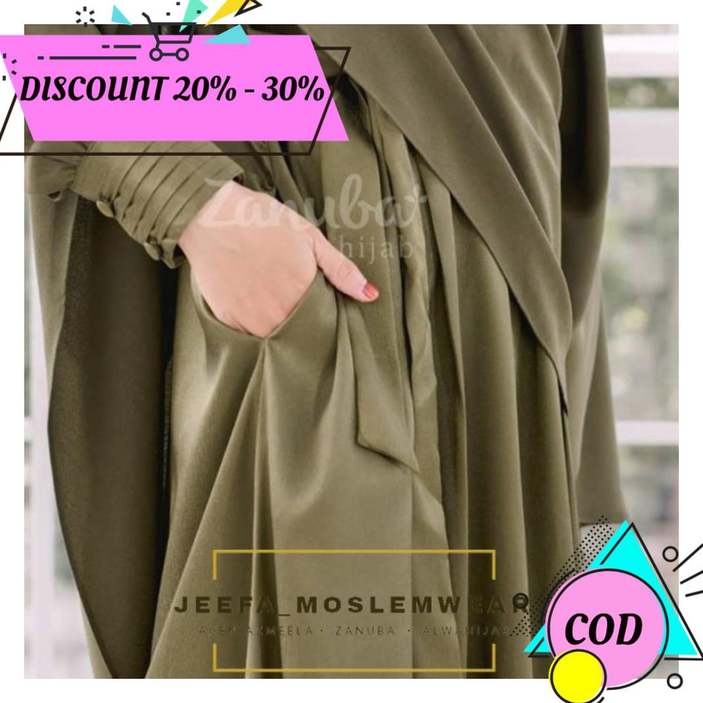 (BAYAR DITEMPAT) ZANUBA GAMIS SET LUXURY JACQUARD EMBOSS GAMIS PUTIH AA1004