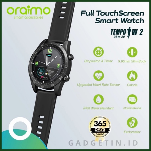 Oraimo OSW-20 SmartWatch Pintar Full Touch Screen Slim Jam Tangan
