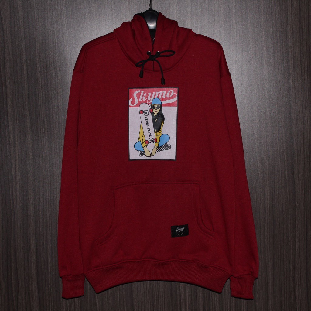 sweater hoodie wanita duduk skateboard jaket pria hoodie