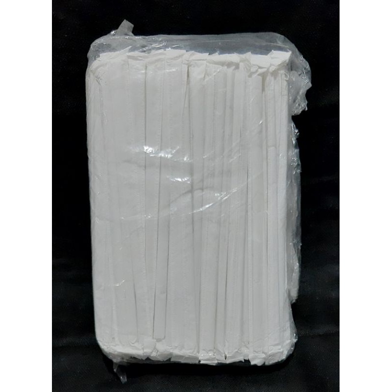 Sedotan Plastik / Sedotan Bungkus Kertas / Sedotan Bengkok 6 mm PUTIH