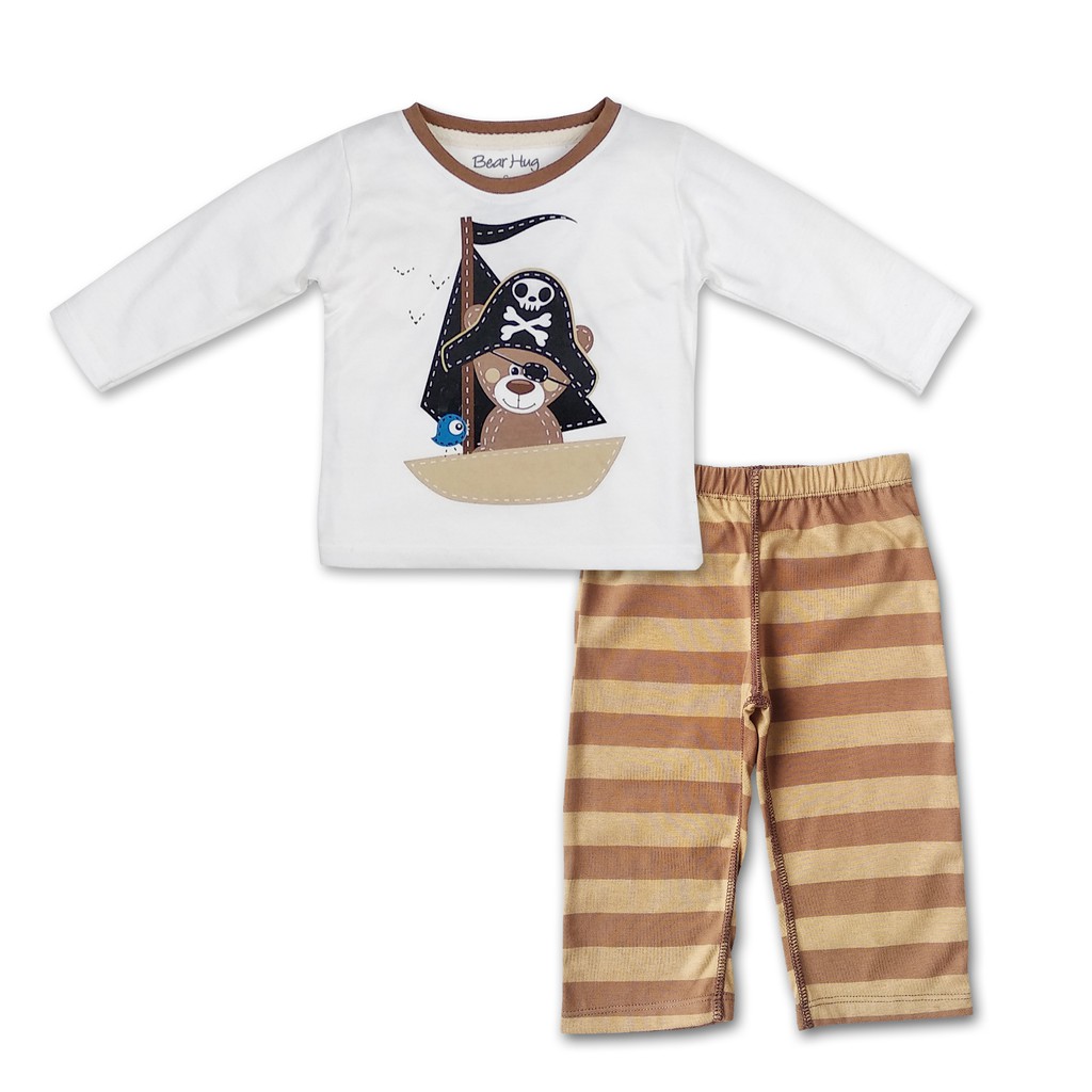 Bearhug Piyama Bayi Laki-laki XPF5 Baju Putih Celana Salur 6-18M-4