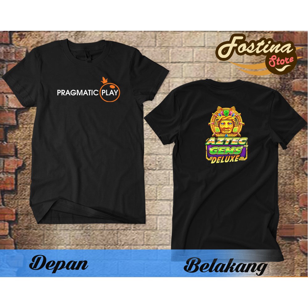 Baju Kaos Pria DB Pragmatic Play Aztec Gems Deluxe Game Slot Ukuran Dewasa Unisex  Cotton Combet 30s