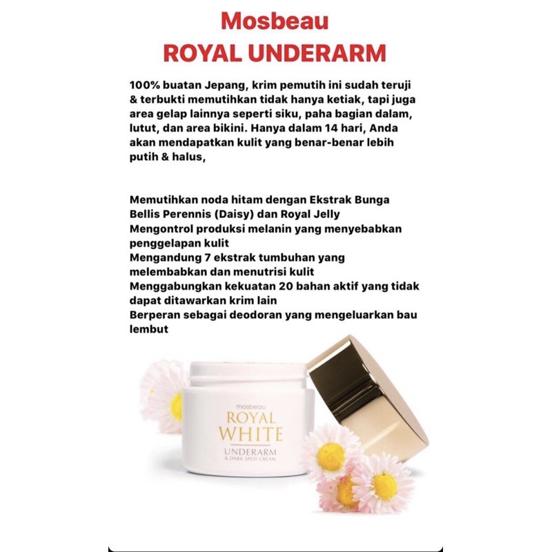 Mosbeau Royal White Underarm &amp; Dark Spot Cream - Pemutih Ketiak &amp; Lipatan - 50g