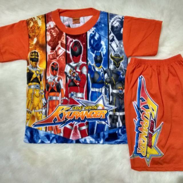 Setelan Pendek Anak Laki Gambar KYURANGER umur 2-7tahun
